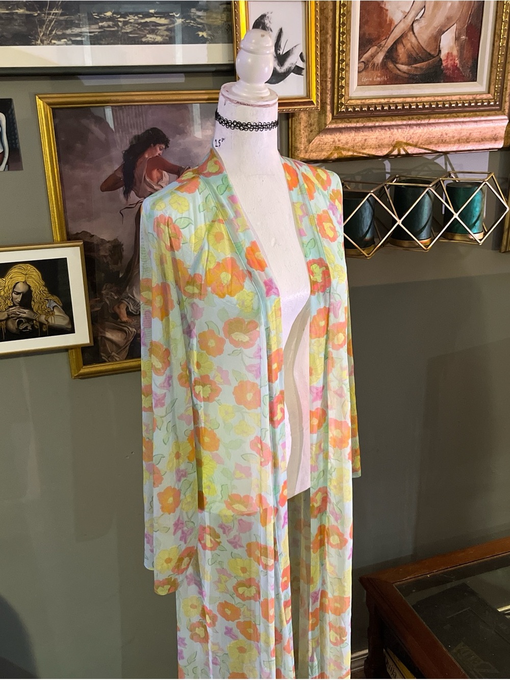 Sheer Floral Maxi Robe - Pastel Multi - Picture 5 of 11